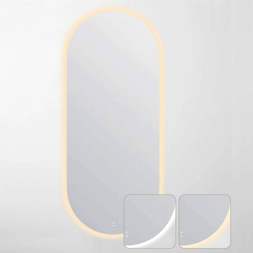 Otti Noosa LED frameless mirror 1800x750mm by Tilemall with warm white edge lighting and touch controls