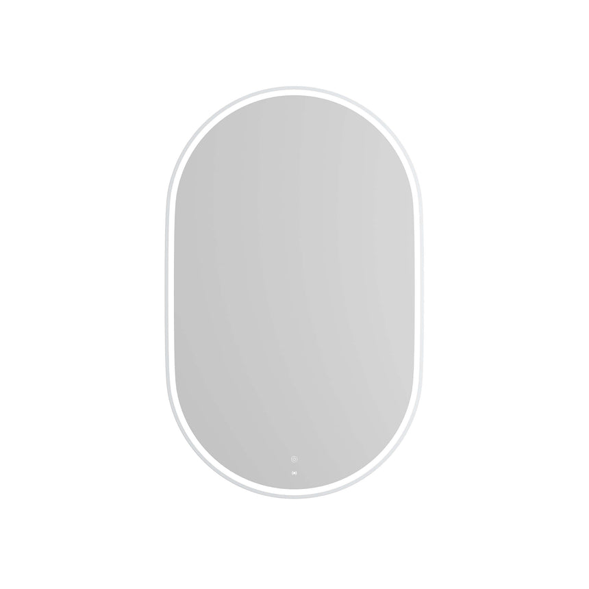 Otti Noosa 1200x750mm white metal frame LED mirror by Tilemall, front view showing rounded edges and touch controls