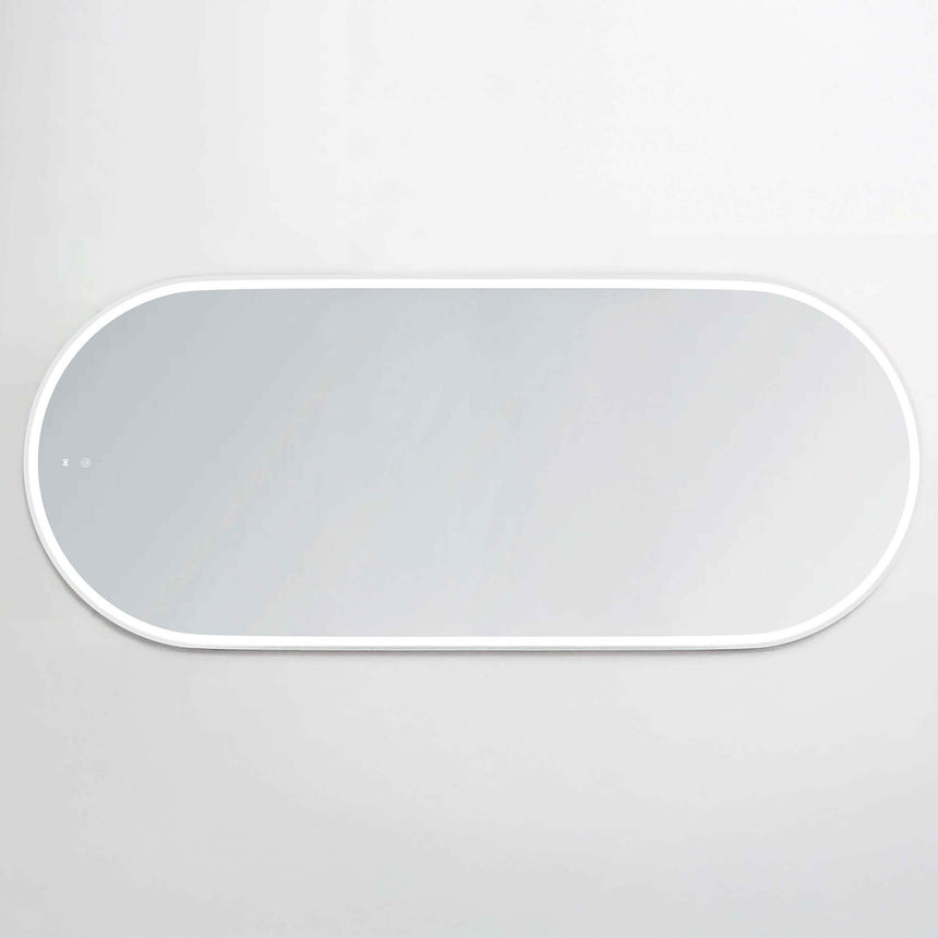 Otti Noosa 1800x750mm white framed LED mirror by Tilemall, horizontal orientation product shot