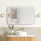 Newport Metal Frame LED Mirror 900x600 Gold