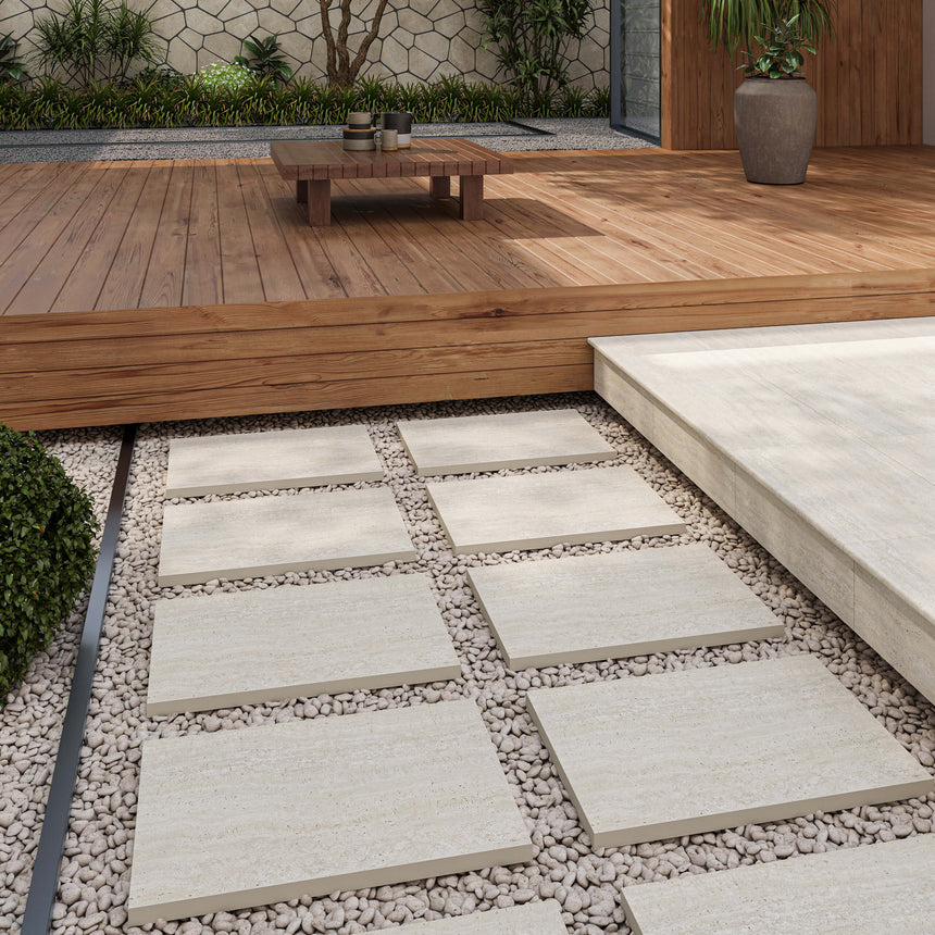 Avoca Bullnose Square Edge 600x400 Grip Bianco Stone Look Tiles Tilemall