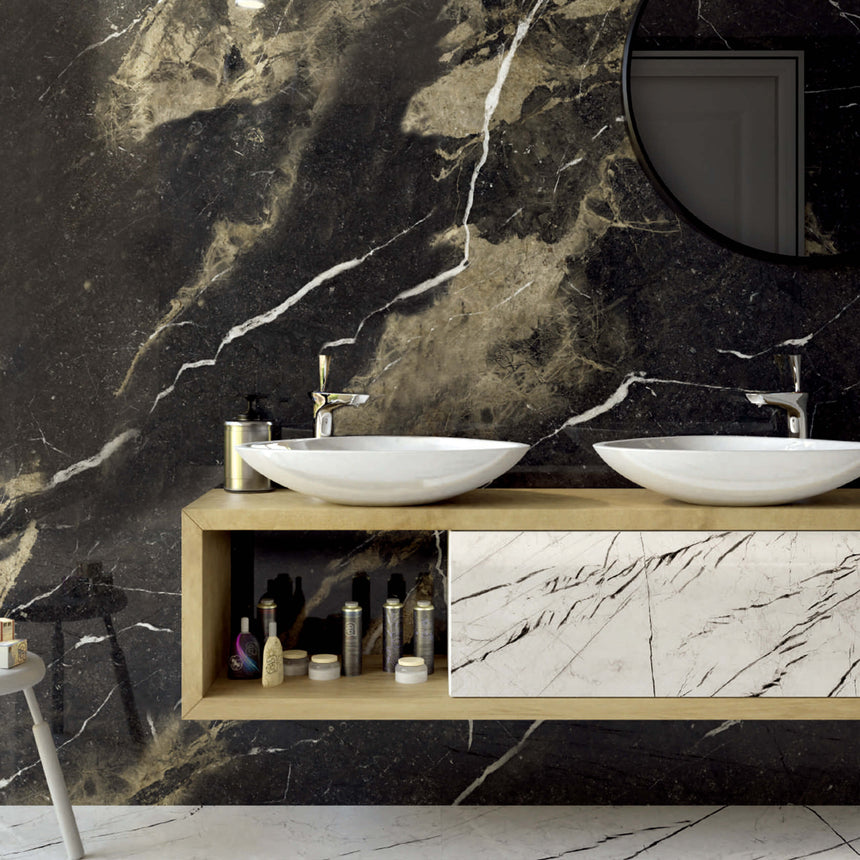 Megaslim Slab Pierre Black 2700x1200x6 mm Slab Tilemall