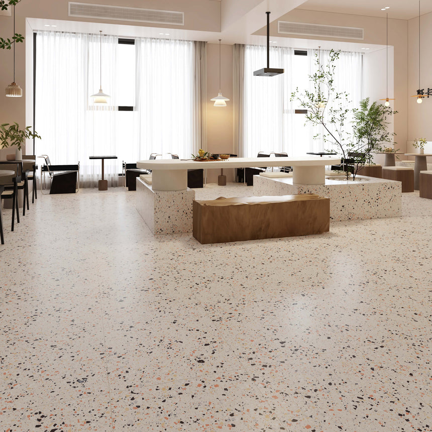 Venice 600x600 Matt Beige Terrazzo Look Tiles Tilemall