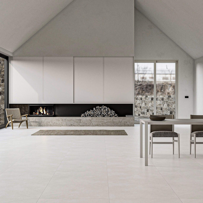 La Vida 600x300 Matt Super White Concrete Look Tiles Tilemall