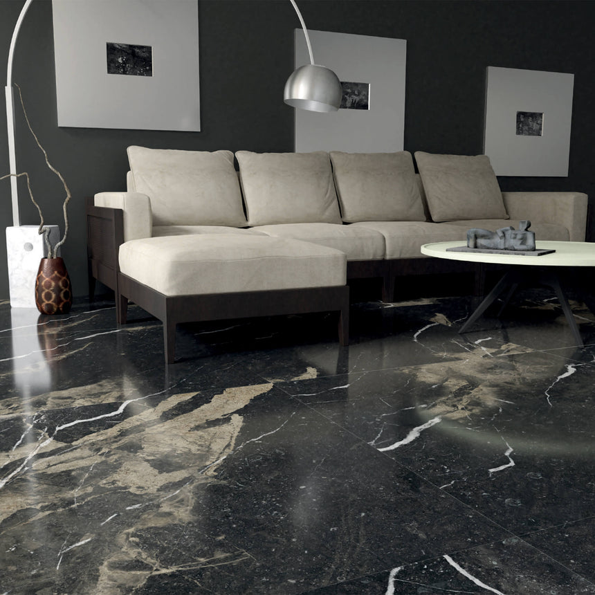 Superb Marble 1200x600 Natural Pierre Black Marble Look Tiles Tilemall