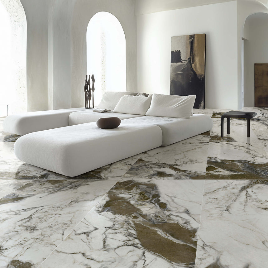 Elysium 600x600 Digital Decoration Glazing White Stone Look Tiles Tilemall