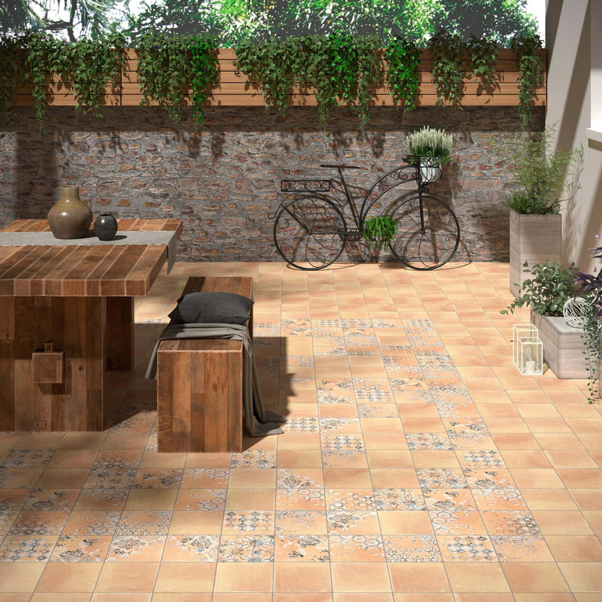 Dune Terracotta 200x200 Matt Cotto Décor Encaustic Look Tiles Tilemall