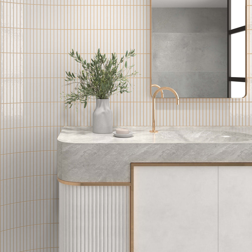 Kit Kat Mosaic 115x231 Gloss Snow Porcelain Mosaic Tilemall