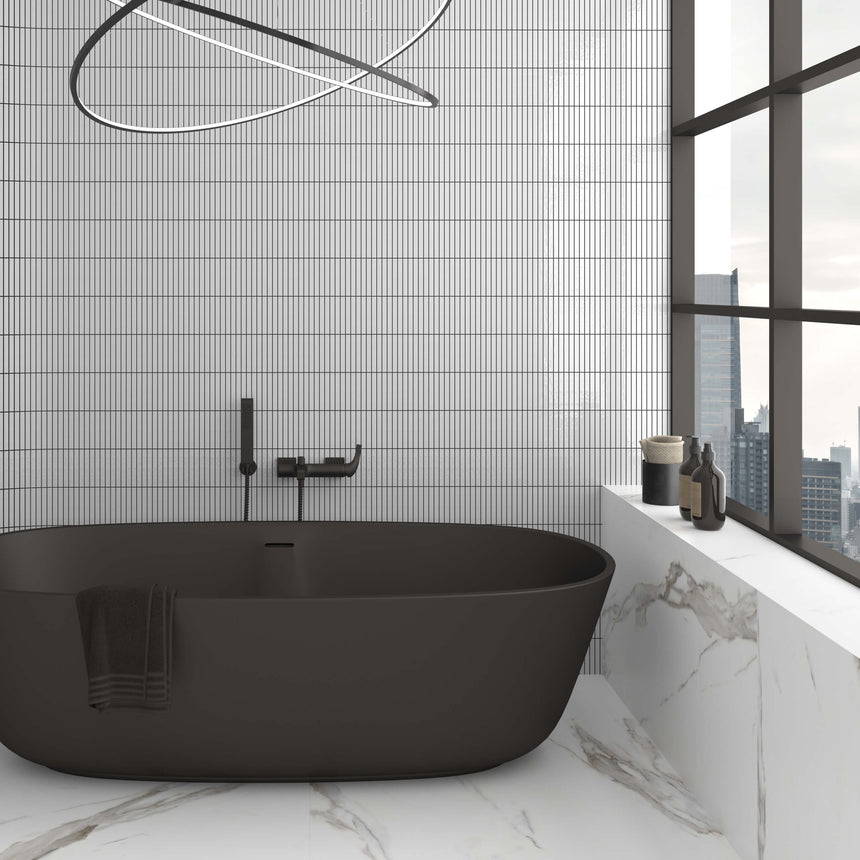 Kit Kat Mosaic 115x231 Gloss Snow Porcelain Mosaic Tilemall