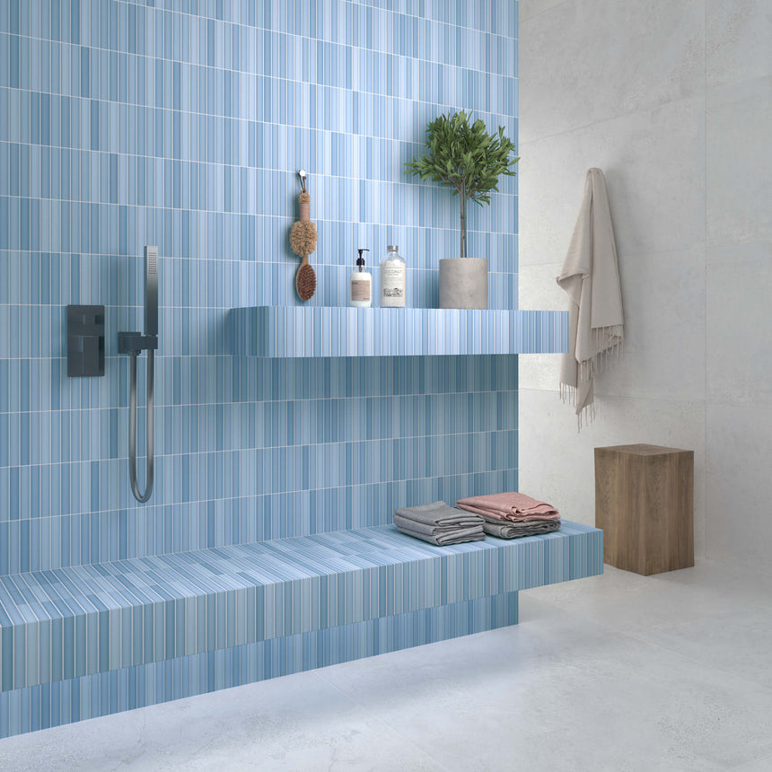 Kit Kat Mosaic 115x231 Matt Sky Porcelain Mosaic Tilemall