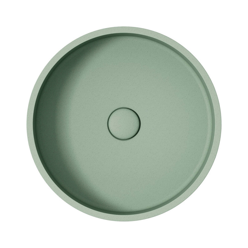Fienza Jada Concrete Round Basin Above Counter 390x120mm Sage Bathroom Basin Fienza
