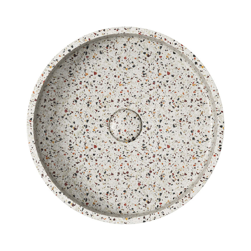 Fienza Jada Concrete Round Basin Above Counter 390x120mm Terrazzo Bathroom Basin Fienza