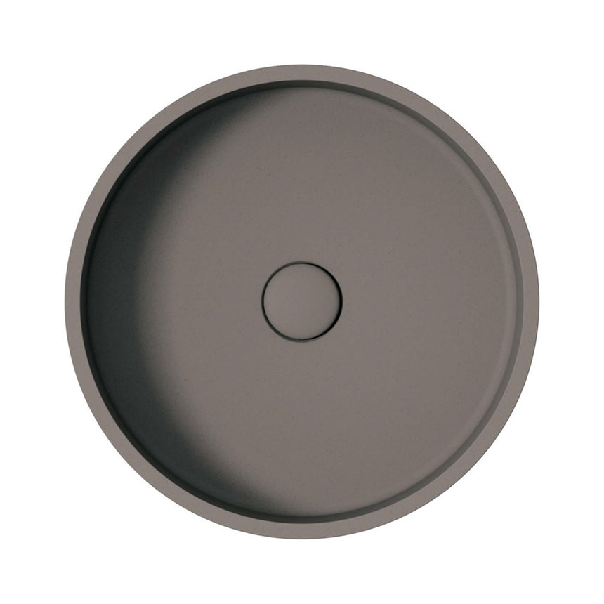 Fienza Jada Concrete Round Basin Above Counter 390x120mm Warm Grey Bathroom Basin Fienza