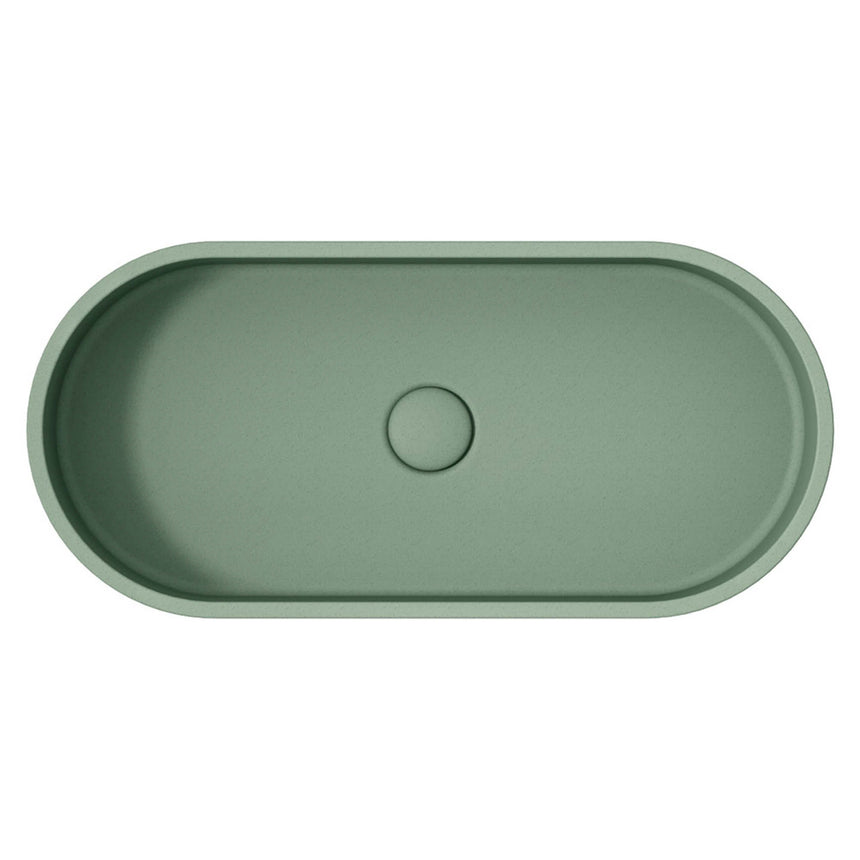 Fienza Jada Concrete Pill Basin Above Counter 600x280x120mm Sage Bathroom Basin Fienza