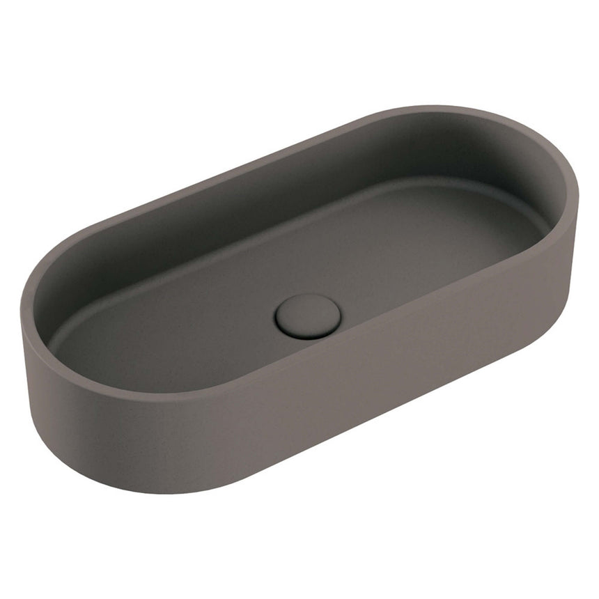 Fienza Jada Concrete Pill Basin Above Counter 600x280x120mm Warm Grey Bathroom Basin Fienza Default Title