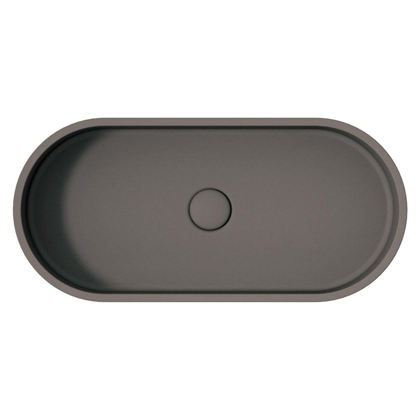 Fienza Jada Concrete Pill Basin Above Counter 600x280x120mm Warm Grey Bathroom Basin Fienza