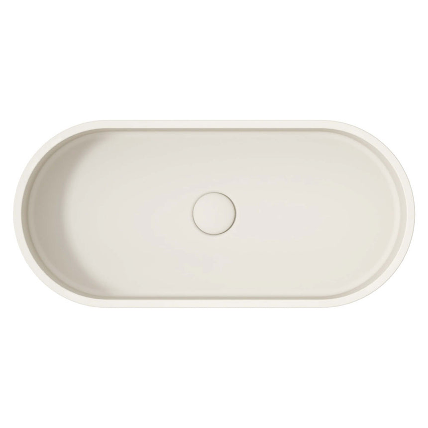 Fienza Jada Concrete Pill Basin Above Counter 600x280x120mm Warm White Bathroom Basin Fienza