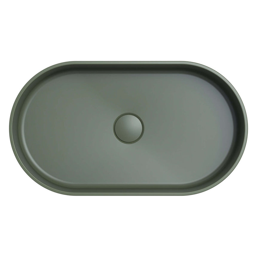 Fienza Minka Fluted Pill Shaped Solid Surface Basin 550x340x120mm Forest Bathroom Basin Fienza