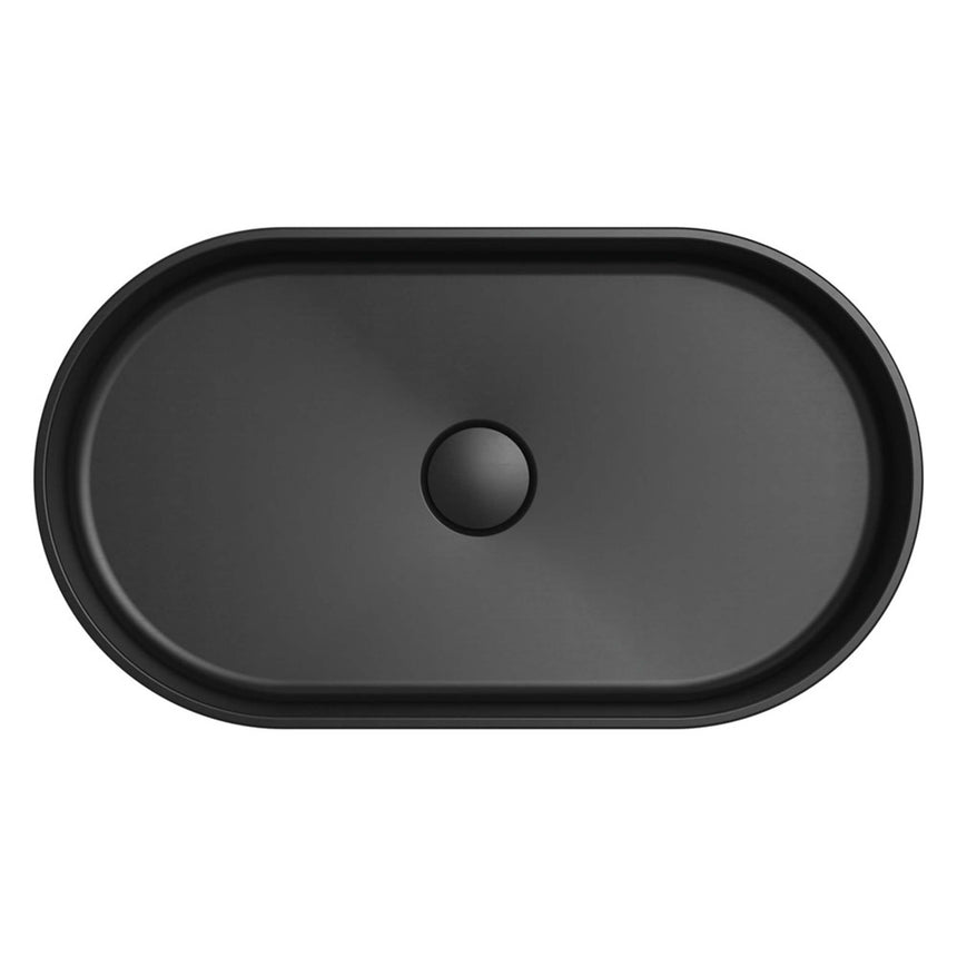 Fienza Minka Fluted Pill Shaped Solid Surface Basin 550x340x120mm Matte Black Bathroom Basin Fienza