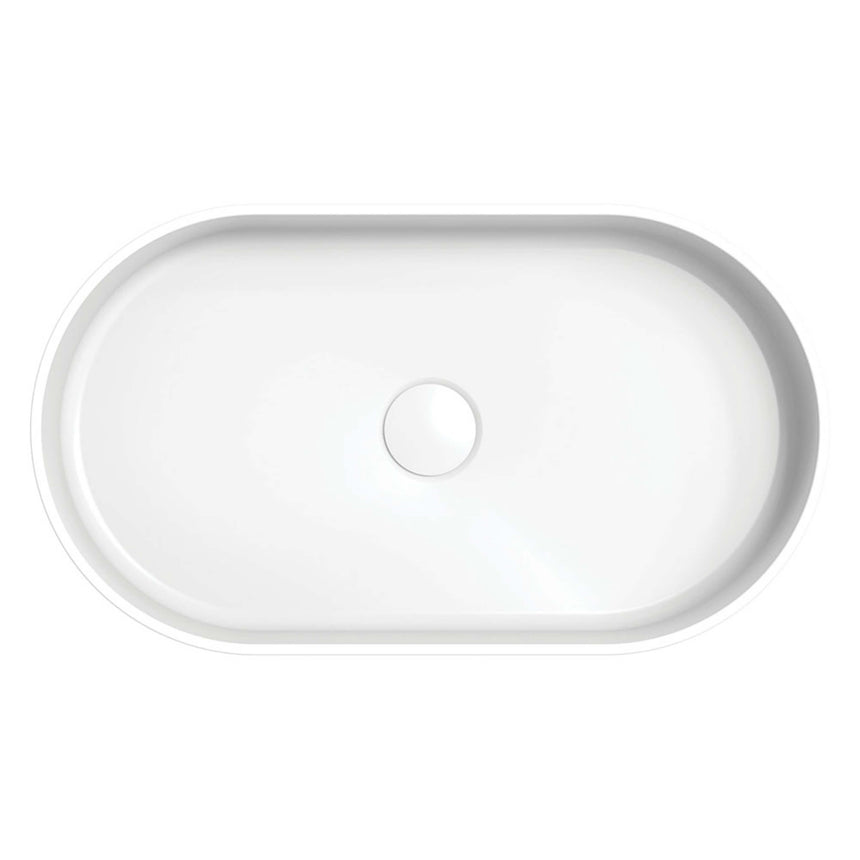 Fienza Minka Fluted Pill Shaped Solid Surface Basin 550x340x120mm Matte White Bathroom Basin Fienza