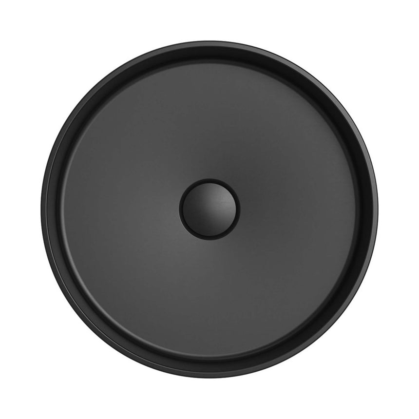 Fienza Minka Fluted Round Solid Surface Basin 400x120mm Matte Black Bathroom Basin Fienza