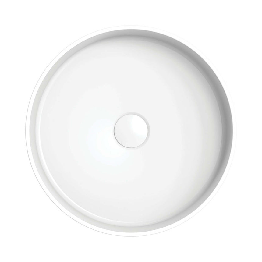Fienza Minka Fluted Round Solid Surface Basin 400x120mm Matte White Bathroom Basin Fienza