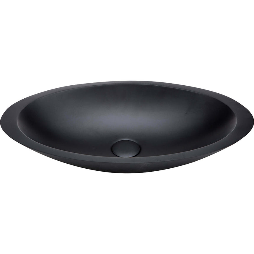 Fienza Bahama Stone Basin 600x350x105mm Matte Black Bathroom Basin Fienza