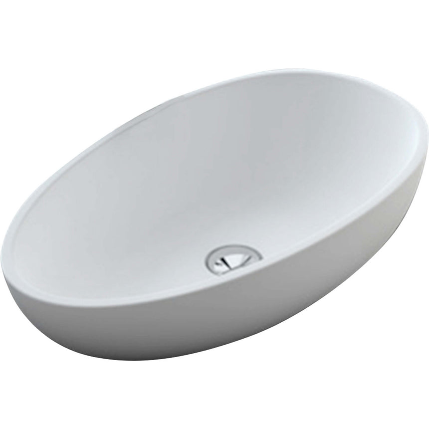 Fienza Bahama Mk11 Above Counter Cast Stone Basin 600x350x160mm Matte White Bathroom Basin Fienza Default Title