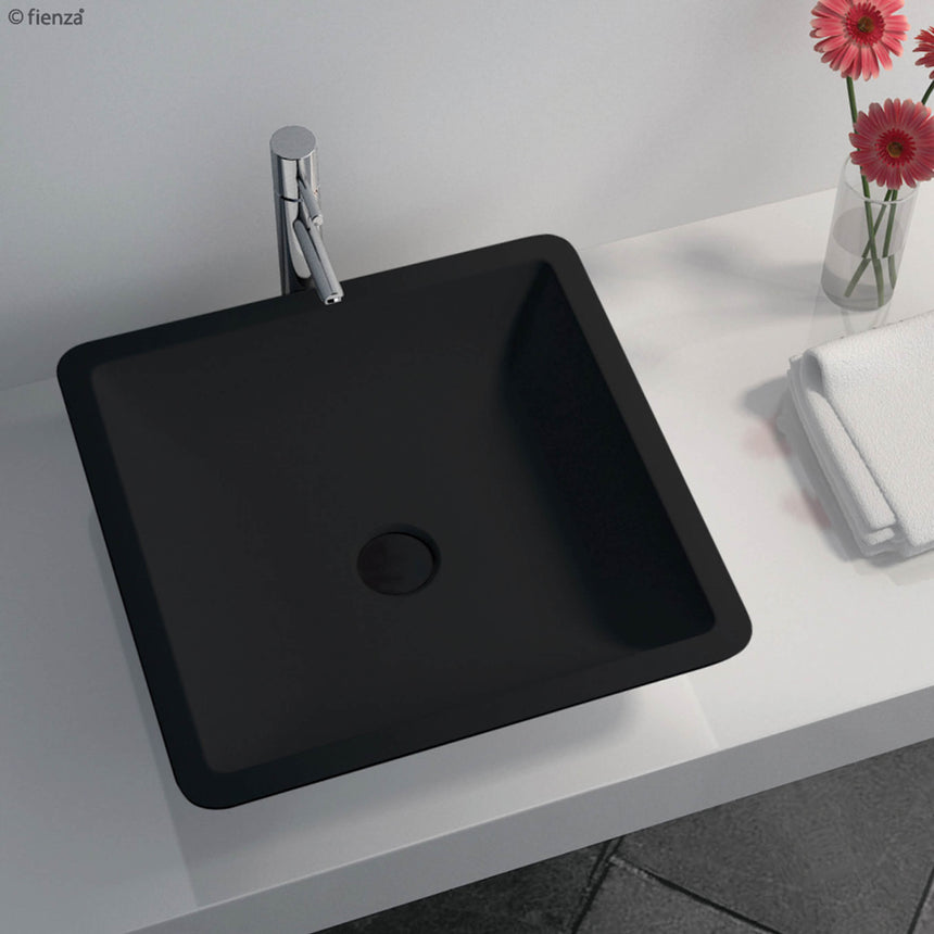 Fienza Classique Stone Basin 420x420x105mm Matte Black Bathroom Basin Fienza