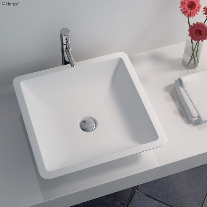 Fienza Classique Stone Basin 420x420x105mm Matte White Bathroom Basin Fienza