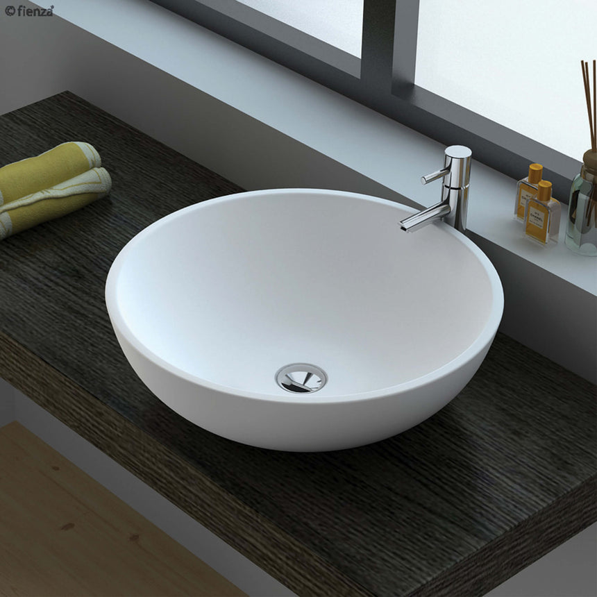 Fienza Lexy Solid Surface Basin 380x380x160mm Matte White Bathroom Basin Fienza