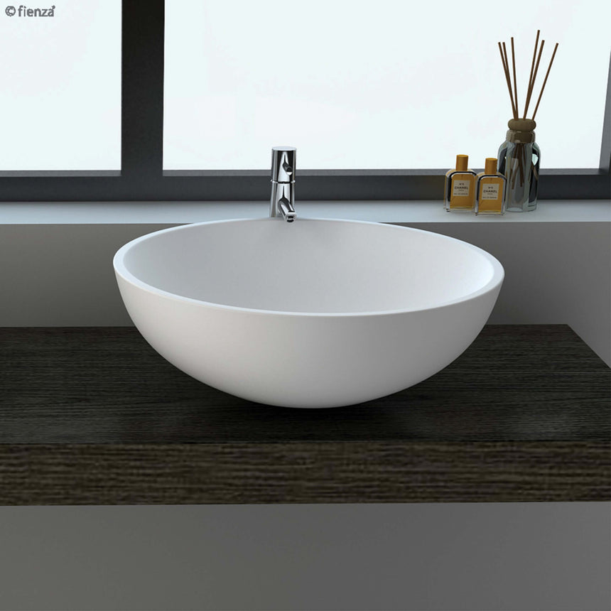 Fienza Lexy Solid Surface Basin 380x380x160mm Matte White Bathroom Basin Fienza