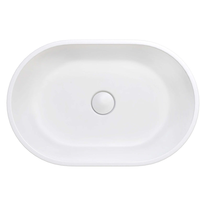 Fienza Nero Above Counter Cast Stone Basin 580x380x145mm Matte White Bathroom Basin Fienza