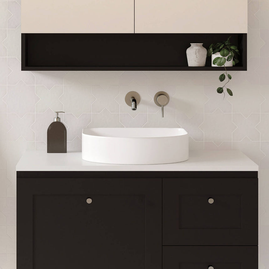 Fienza Forma Arch Above Counter Basin 415x365x100mm Gloss White Bathroom Basin Fienza