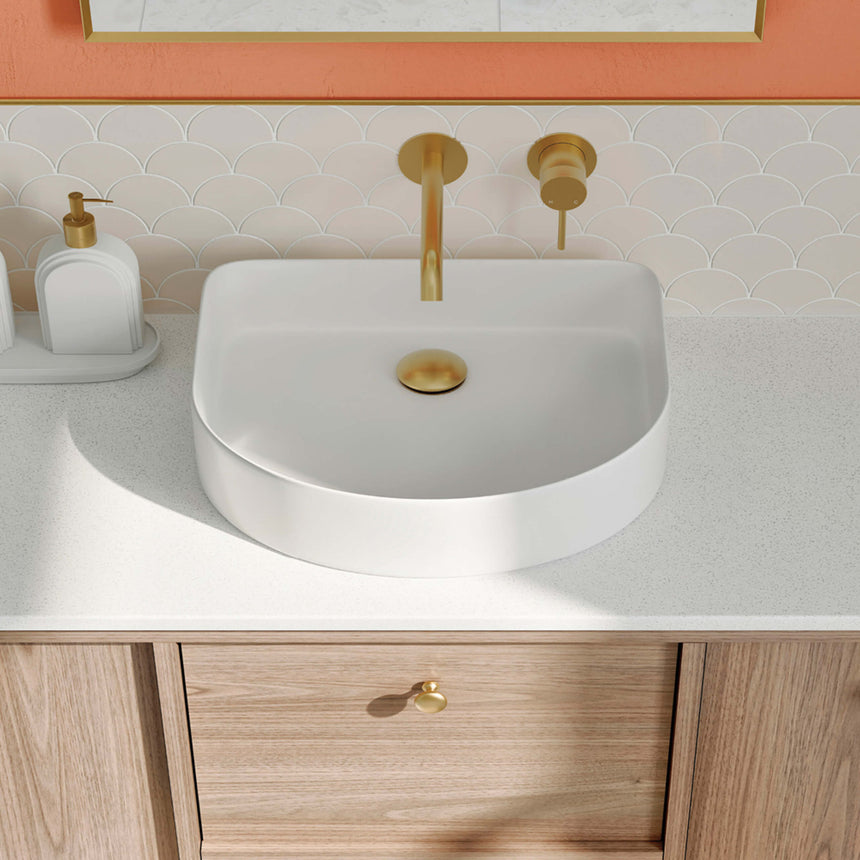 Fienza Forma Arch Above Counter Basin 415x365x100mm Gloss White Bathroom Basin Fienza