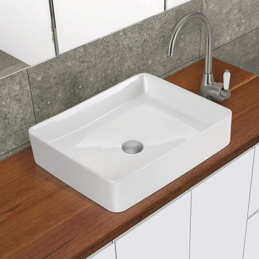 Fienza Luciana Above Counter Basin 510x405x110mm Gloss White Bathroom Basin Fienza