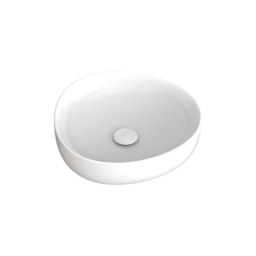 Fienza Pebble Small Slim Edge Basin Ceramic 400x395x100mm Above Counter Gloss White Bathroom Basin Fienza Default Title