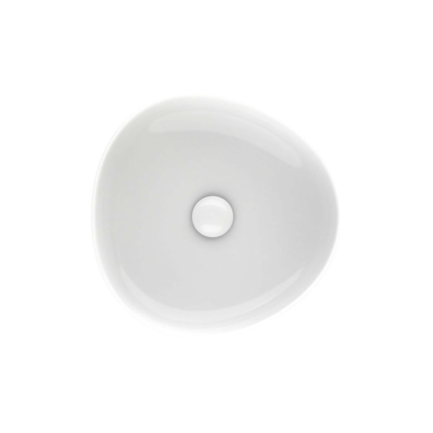 Fienza Pebble Small Slim Edge Basin Ceramic 400x395x100mm Above Counter Gloss White Bathroom Basin Fienza