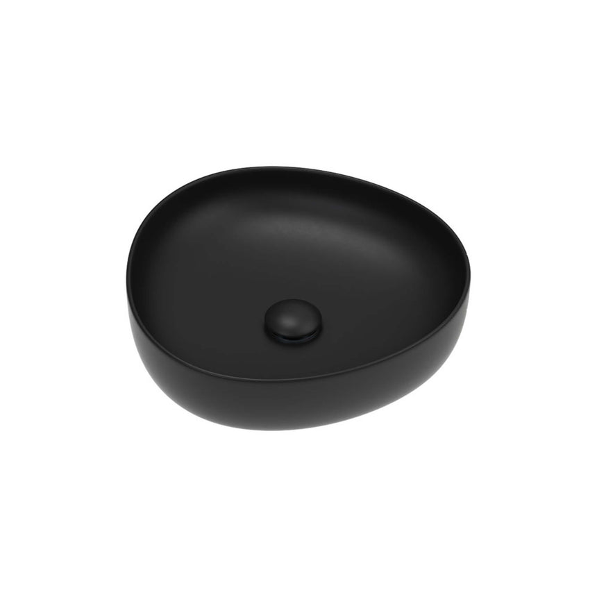Fienza Pebble Small Slim Edge Basin Ceramic 400x395x100mm Above Counter Matte Black Bathroom Basin Fienza Default Title