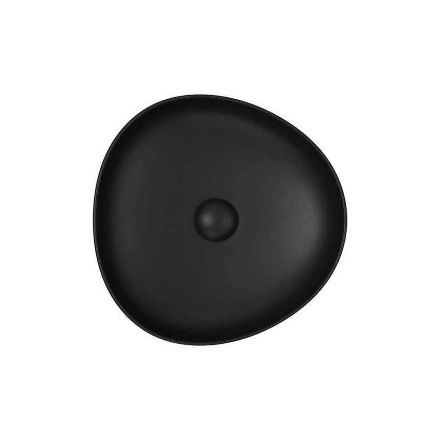Fienza Pebble Small Slim Edge Basin Ceramic 400x395x100mm Above Counter Matte Black Bathroom Basin Fienza