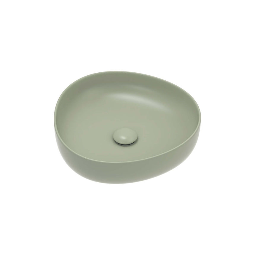 Fienza Pebble Small Slim Edge Basin Ceramic 400x395x100mm Above Counter Matte Olive Bathroom Basin Fienza Default Title