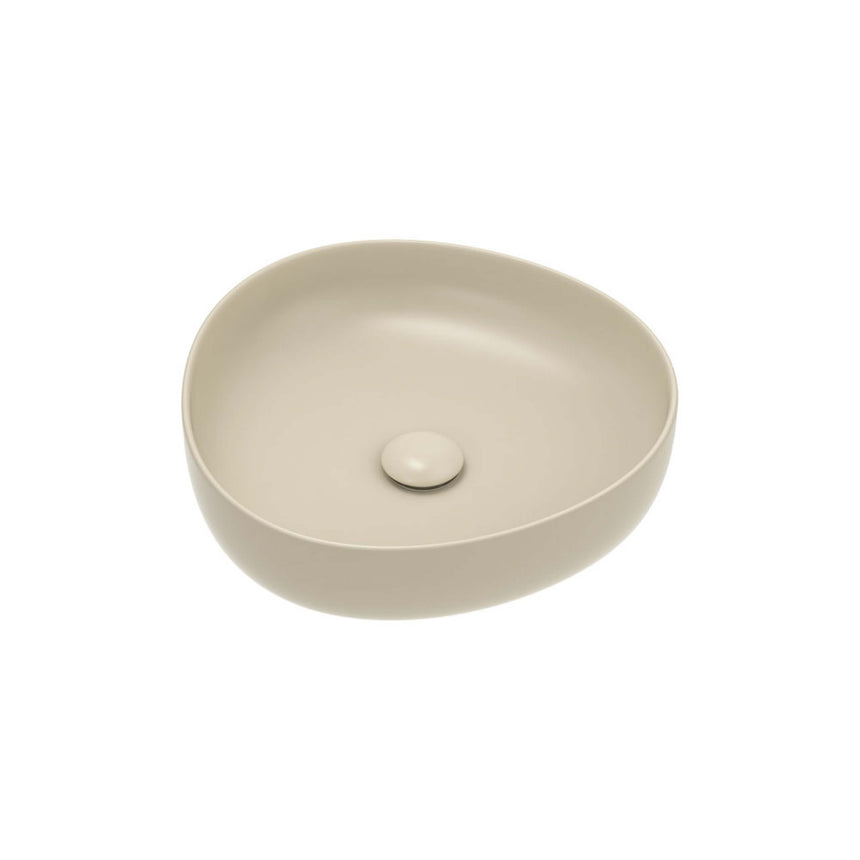 Fienza Pebble Small Slim Edge Basin Ceramic 400x395x100mm Above Counter Matte Khaki Bathroom Basin Fienza Default Title
