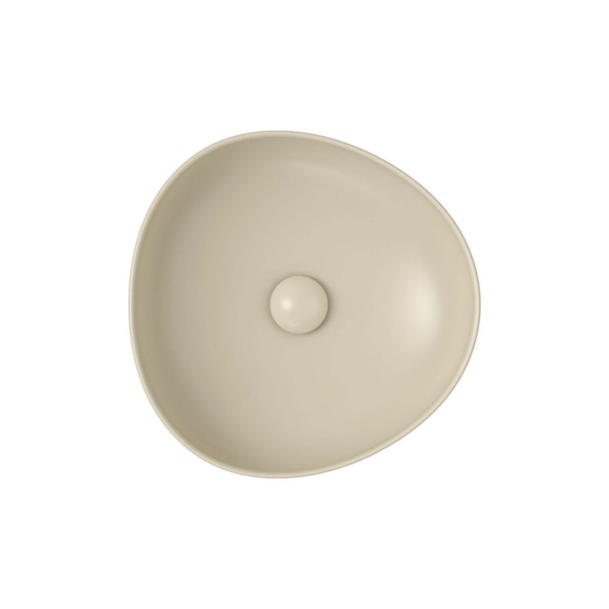 Fienza Pebble Small Slim Edge Basin Ceramic 400x395x100mm Above Counter Matte Khaki Bathroom Basin Fienza