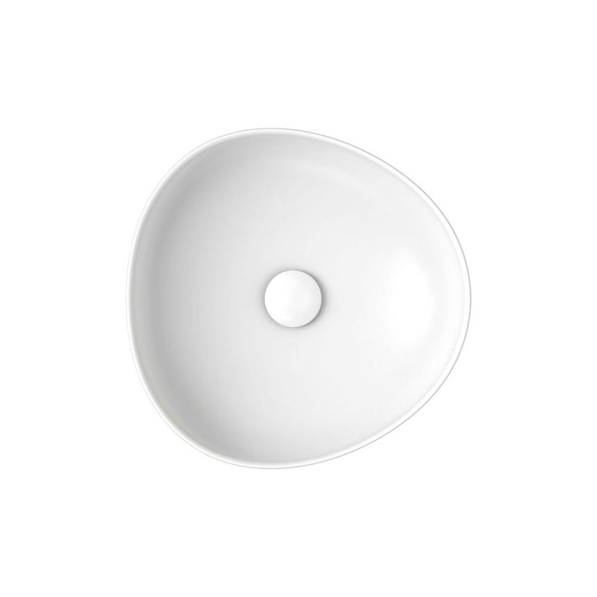 Fienza Pebble Small Slim Edge Basin Ceramic 400x395x100mm Above Counter Matte White Bathroom Basin Fienza