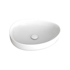Fienza Pebble Medium Slim Edge Basin Ceramic 500x400x100mm Above Counter Gloss White