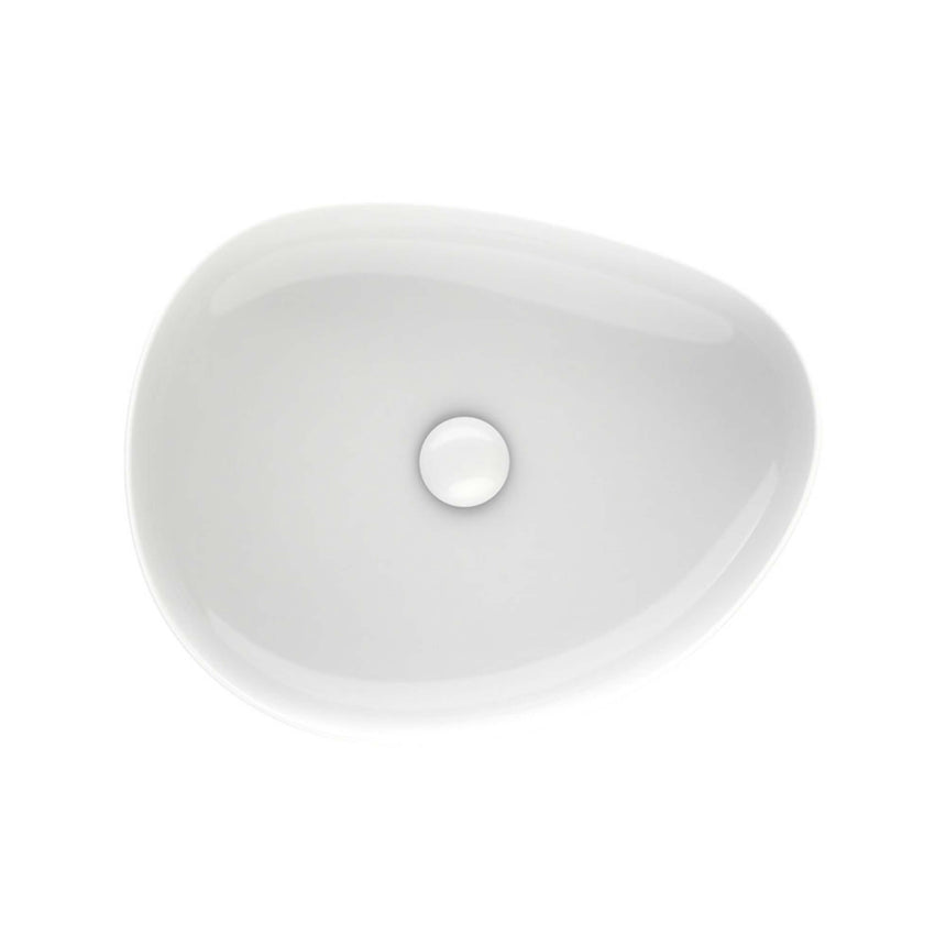 Fienza Pebble Medium Slim Edge Basin Ceramic 500x400x100mm Above Counter Gloss White Bathroom Basin Fienza