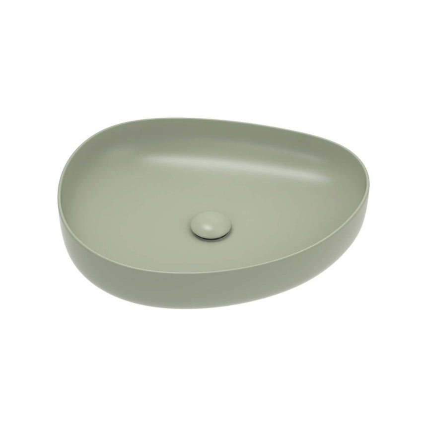 Fienza Pebble Medium Slim Edge Basin Ceramic 500x400x100mm Above Counter Matte Olive Bathroom Basin Fienza Default Title