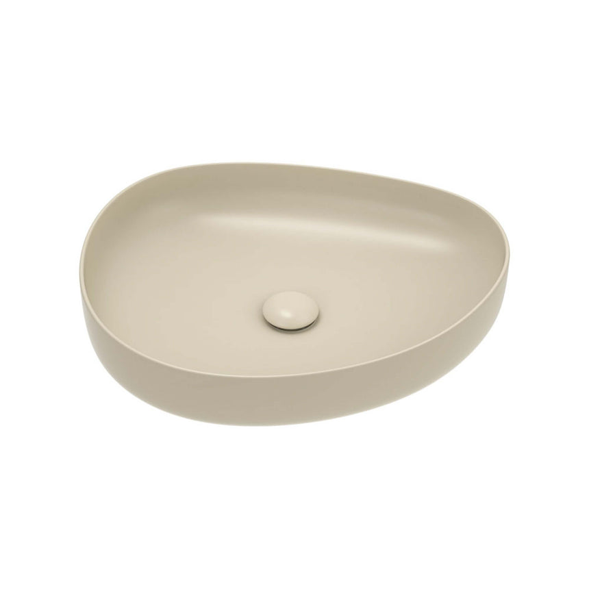 Fienza Pebble Medium Slim Edge Basin Ceramic 500x400x100mm Above Counter Matte Khaki Bathroom Basin Fienza Default Title