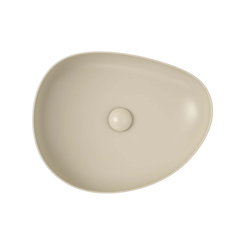 Fienza Pebble Medium Slim Edge Basin Ceramic 500x400x100mm Above Counter Matte Khaki Bathroom Basin Fienza