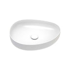 Fienza Pebble Medium Slim Edge Basin Ceramic 500x400x100mm Above Counter Matte White